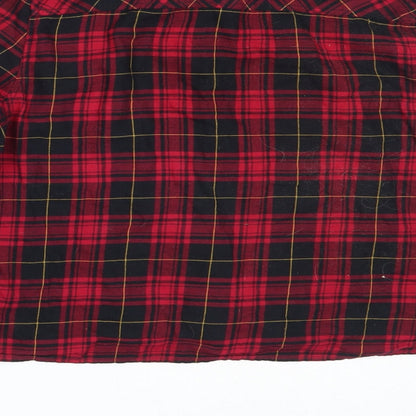 H&M Womens Red Check Cotton Basic Button-Up Size 36 Collared