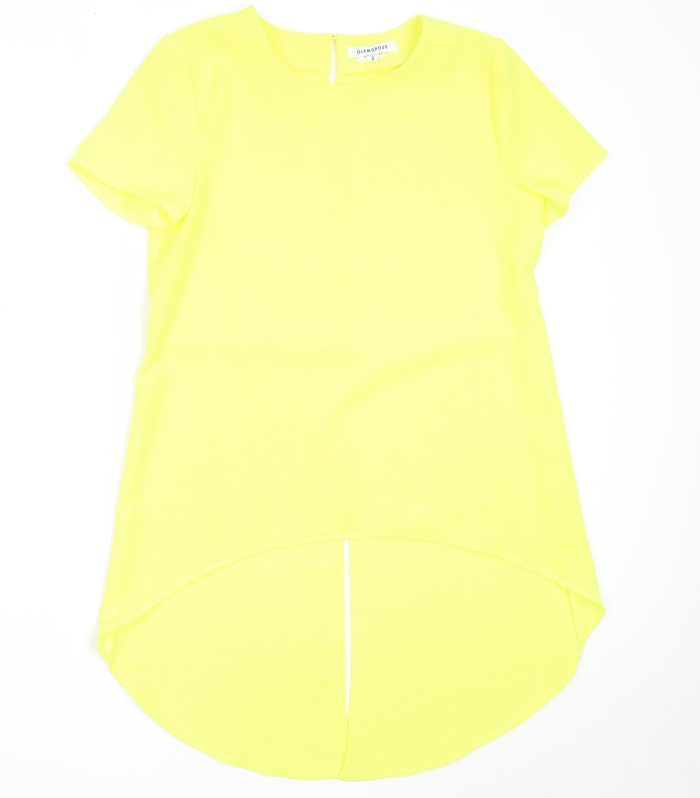 Glamorous Womens Yellow  Polyester Basic Blouse Size S Round Neck