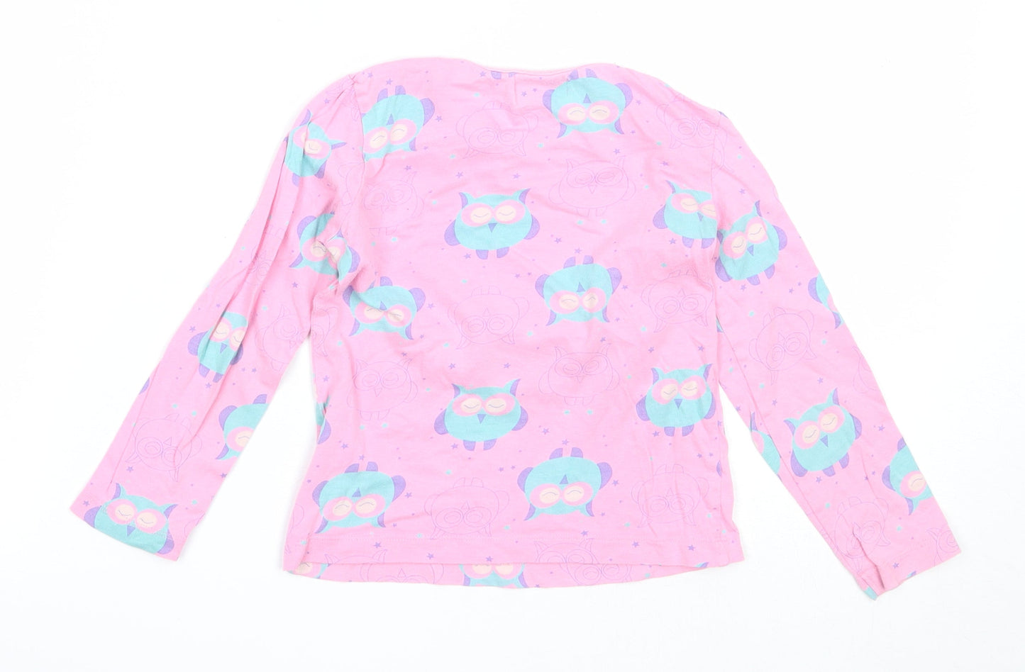 F&F Girls Pink Solid Cotton Top Pyjama Top Size 3-4 Years   - owl