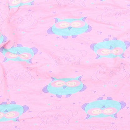 F&F Girls Pink Solid Cotton Top Pyjama Top Size 3-4 Years   - owl