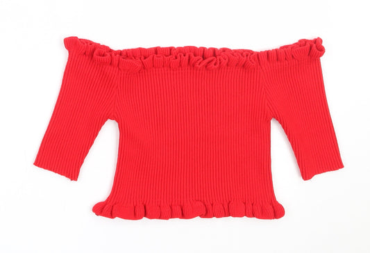 Womens UK Size M New Look Red Pullover Jumper