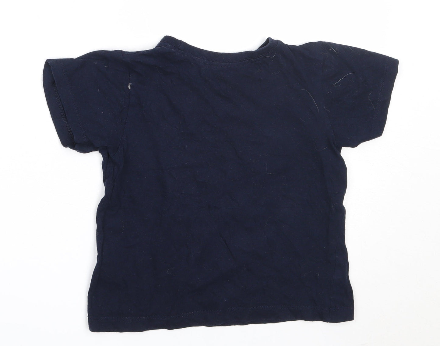 B&M Boys Blue  Cotton Basic T-Shirt Size 6-7 Years Round Neck  - shark