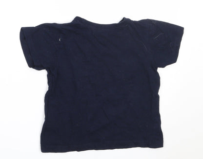 B&M Boys Blue  Cotton Basic T-Shirt Size 6-7 Years Round Neck  - shark