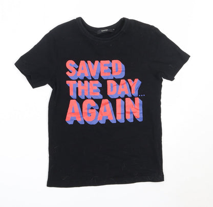 George Boys Black  Cotton Basic T-Shirt Size 5-6 Years Round Neck