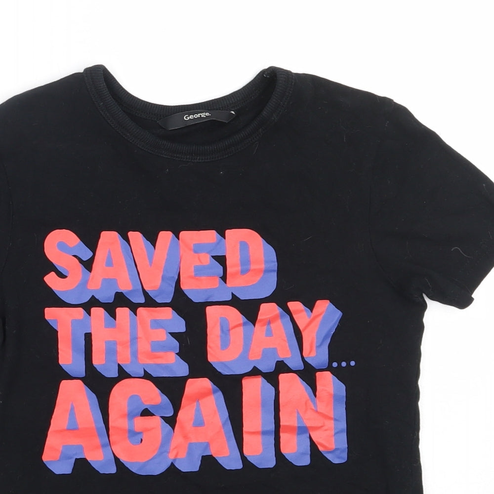 George Boys Black  Cotton Basic T-Shirt Size 5-6 Years Round Neck