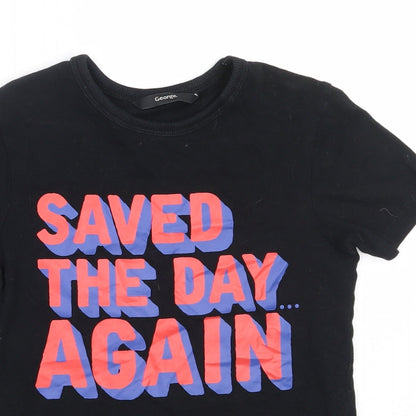 George Boys Black  Cotton Basic T-Shirt Size 5-6 Years Round Neck