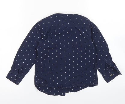 Junior J Boys Blue Spotted Cotton Basic Button-Up Size 3-4 Years Collared Button