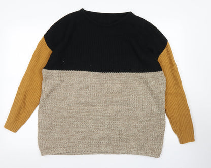 SheIn Womens Brown Crew Neck  Cotton Pullover Jumper Size M