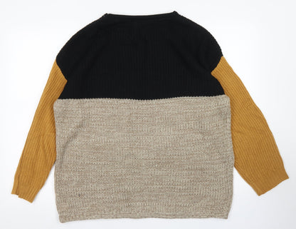 SheIn Womens Brown Crew Neck  Cotton Pullover Jumper Size M