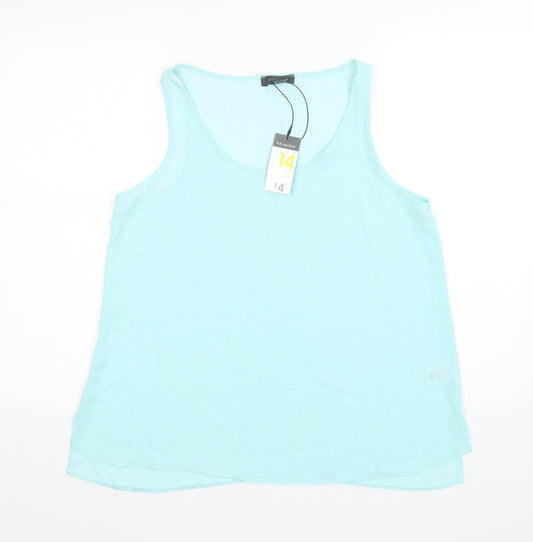 Primark Womens Green  Polyester Basic Tank Size 14 Round Neck