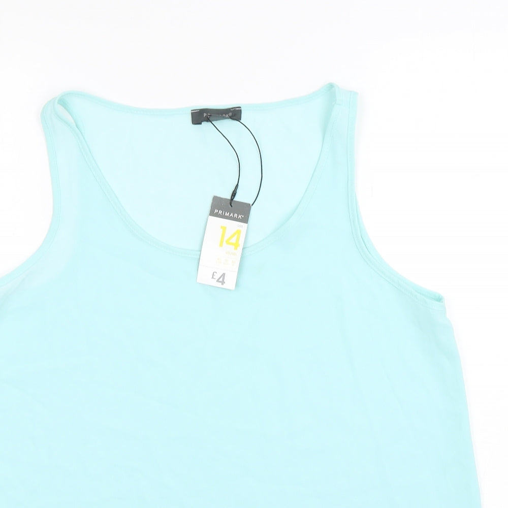 Primark Womens Green  Polyester Basic Tank Size 14 Round Neck