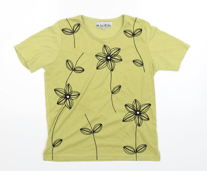 Womens UK Size XS Marble Green Basic T-Shirt