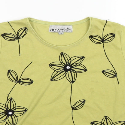 Womens UK Size XS Marble Green Basic T-Shirt