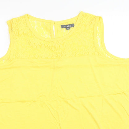 Womens UK Size 16 Studio Yellow Basic Tank