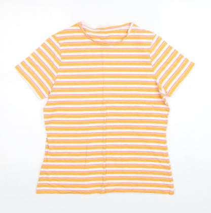 Dunnes Stores Womens Multicoloured Striped Cotton Basic T-Shirt Size M Round Neck