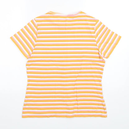 Dunnes Stores Womens Multicoloured Striped Cotton Basic T-Shirt Size M Round Neck