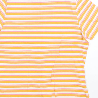 Dunnes Stores Womens Multicoloured Striped Cotton Basic T-Shirt Size M Round Neck