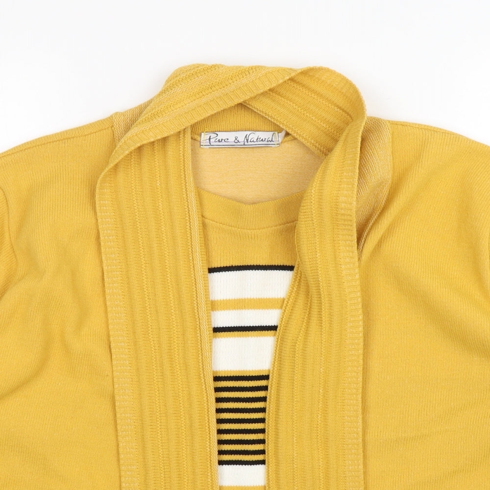 Womens UK Size M pure & natural Yellow Cardigan Jumper