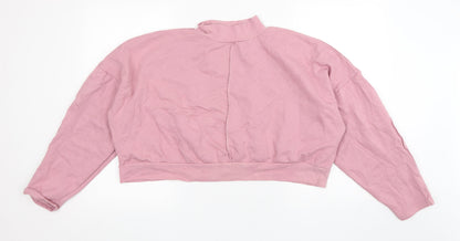 Boohoo Womens Pink  Cotton Pullover Sweatshirt Size L   - Cropped