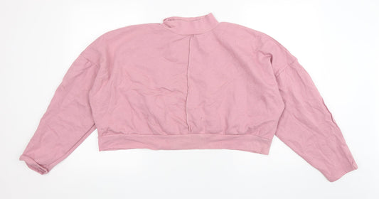 Boohoo Womens Pink  Cotton Pullover Sweatshirt Size L   - Cropped