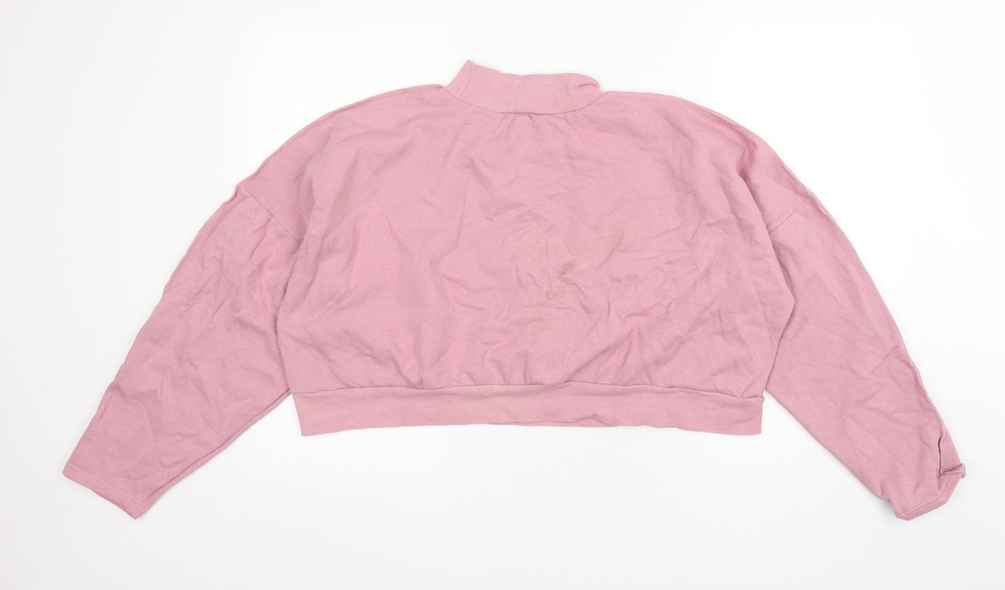 Boohoo Womens Pink  Cotton Pullover Sweatshirt Size L   - Cropped