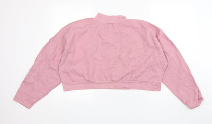 Boohoo Womens Pink  Cotton Pullover Sweatshirt Size L   - Cropped