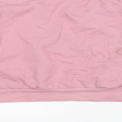 Boohoo Womens Pink  Cotton Pullover Sweatshirt Size L   - Cropped