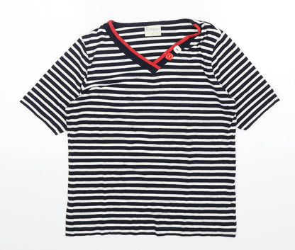 Jumper  Womens Multicoloured Striped Viscose Basic T-Shirt Size S V-Neck