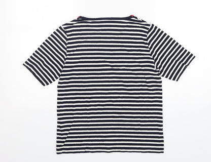 Jumper  Womens Multicoloured Striped Viscose Basic T-Shirt Size S V-Neck