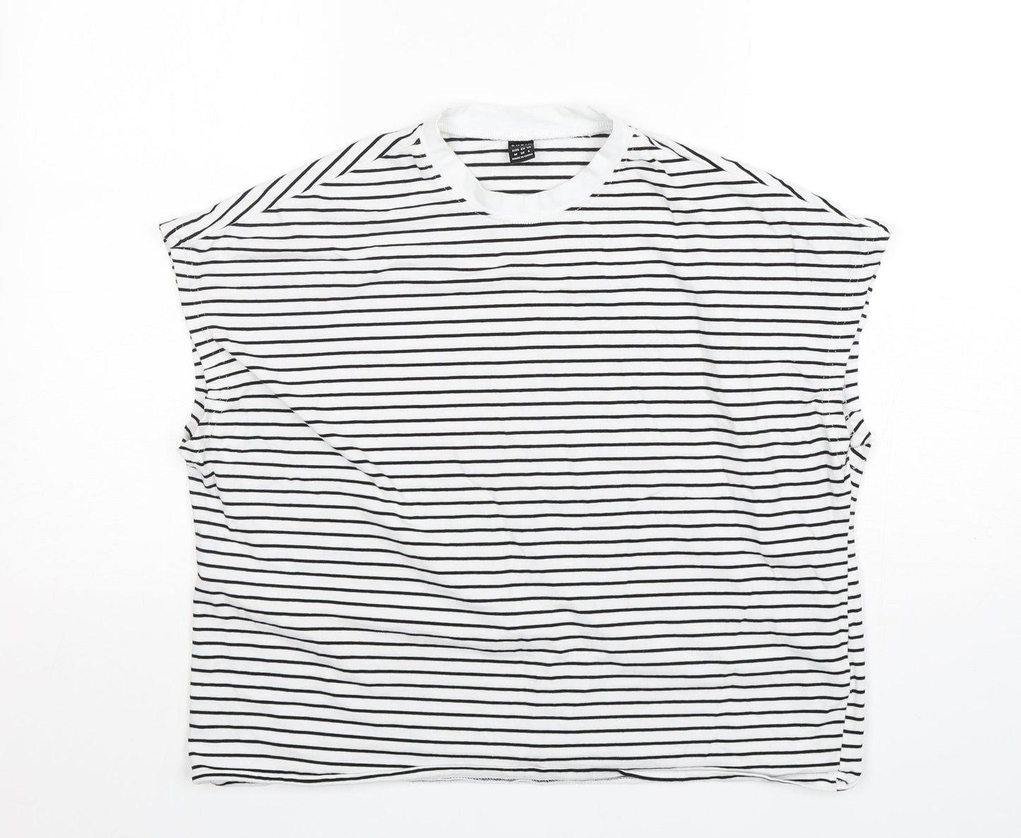 Shein  Womens Multicoloured Striped Cotton Basic Tank Size 8 Round Neck