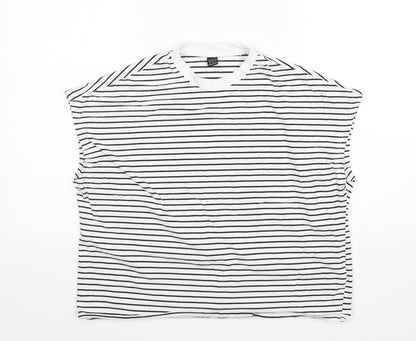 Shein  Womens Multicoloured Striped Cotton Basic Tank Size 8 Round Neck