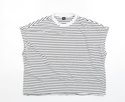 Shein  Womens Multicoloured Striped Cotton Basic Tank Size 8 Round Neck