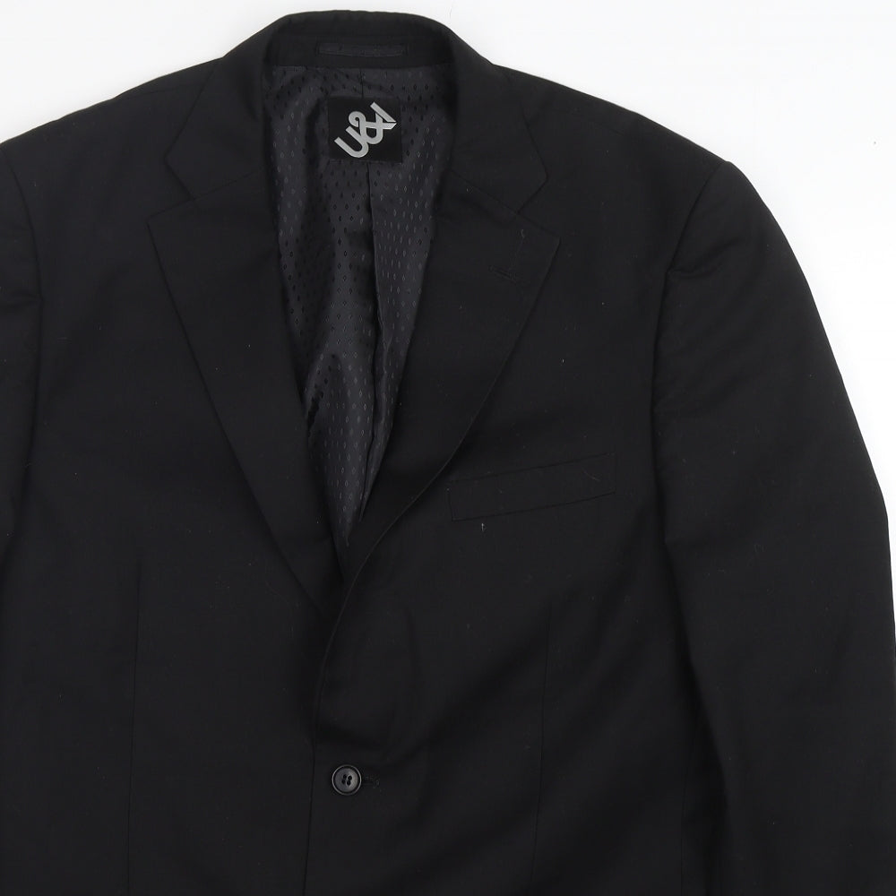 U&I Mens Black  Polyester Jacket Suit Jacket
