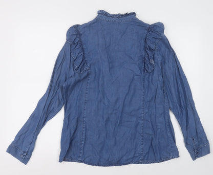 Womens UK Size L savida Blue Basic Button-Up