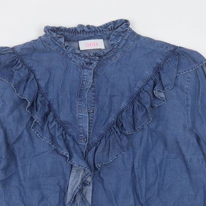 Womens UK Size L savida Blue Basic Button-Up