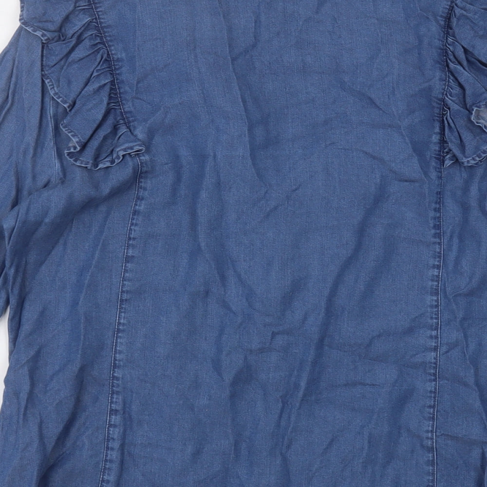 Womens UK Size L savida Blue Basic Button-Up