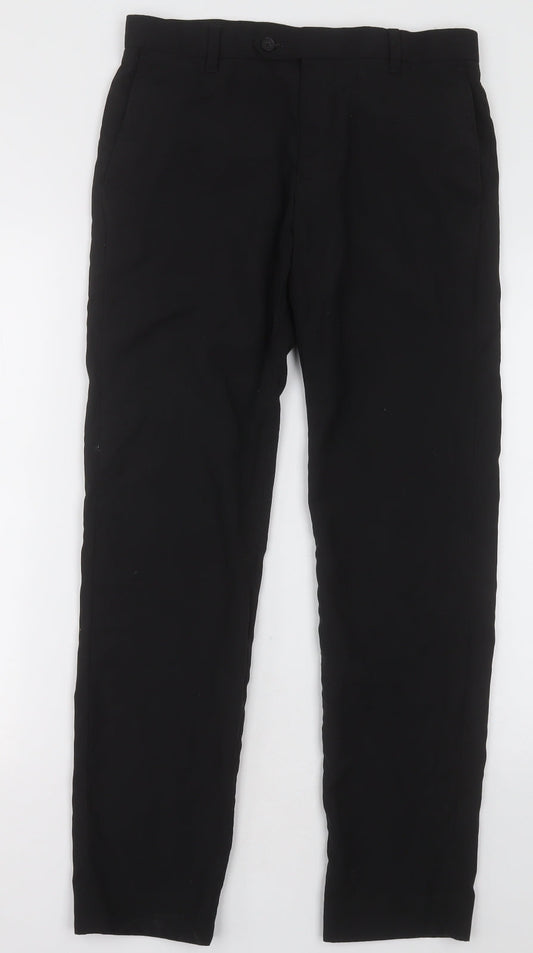 NEXT Mens Black  Polyester Capri Trousers Size 30 L31 in Regular Button