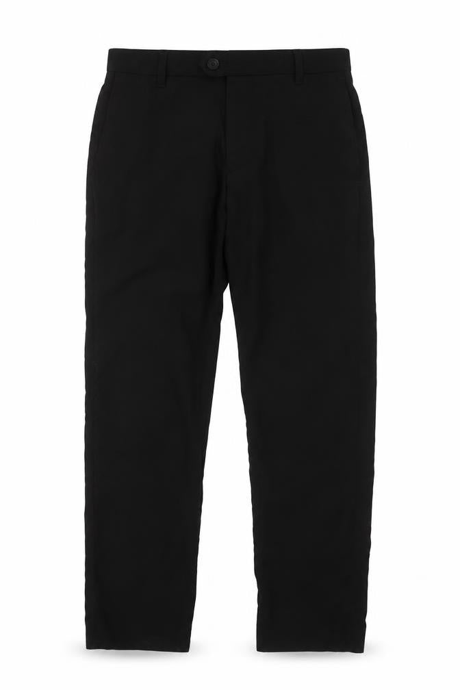 Front view of Next men’s black polyester capri trousers, size 30, 31-inch leg regular button