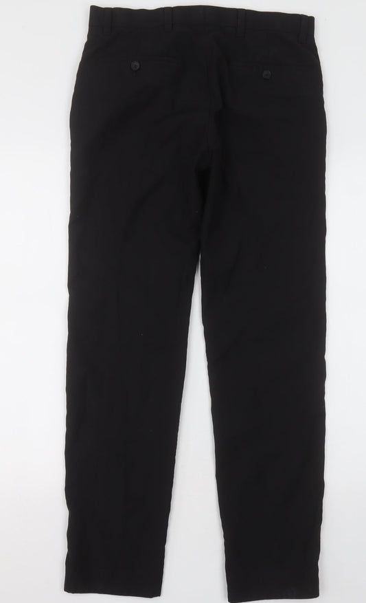 NEXT Mens Black  Polyester Capri Trousers Size 30 L31 in Regular Button