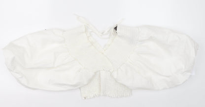 QED London Womens White  Cotton Cropped Blouse Size S V-Neck