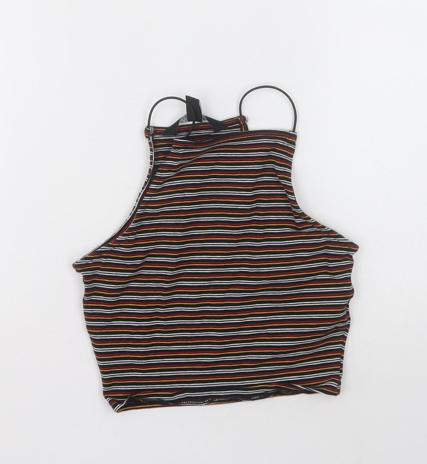 New Look Girls Multicoloured Striped Cotton Cropped T-Shirt Size 10-11 Years Square Neck Pullover