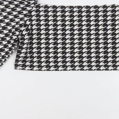 SheIn Womens Black Herringbone Polyester Cropped Blouse Size XS Square Neck