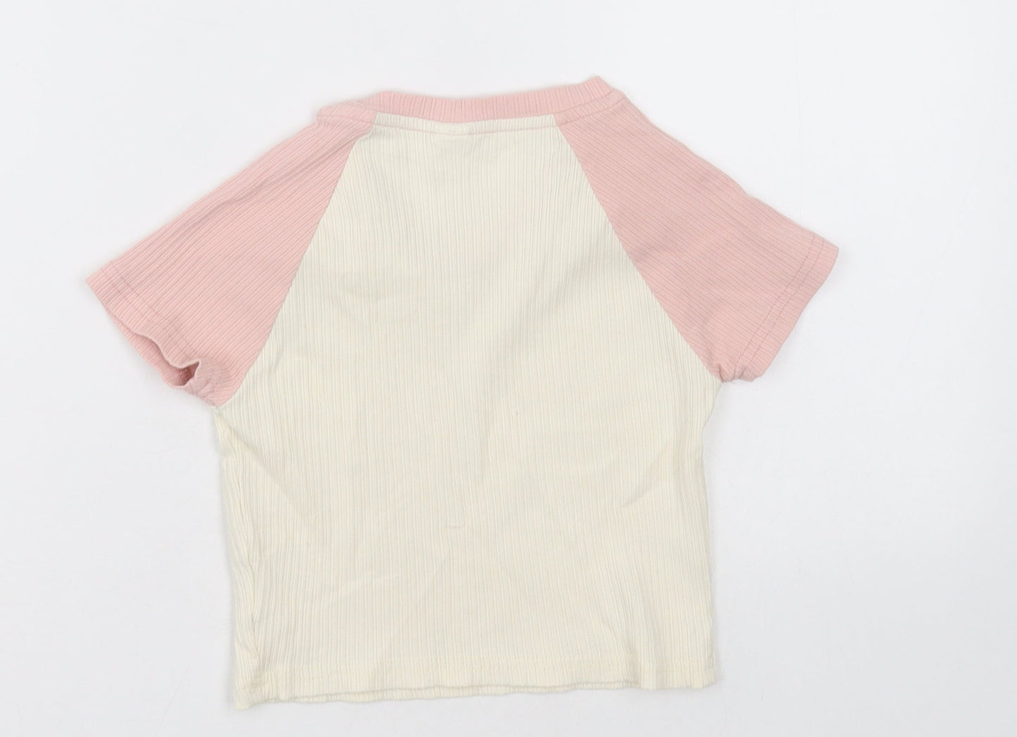 SheIn Girls Pink  Cotton Cropped T-Shirt Size 14 Years Crew Neck Pullover
