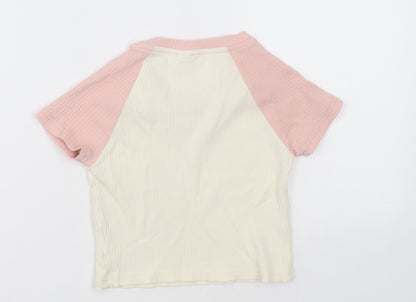 SheIn Girls Pink  Cotton Cropped T-Shirt Size 14 Years Crew Neck Pullover