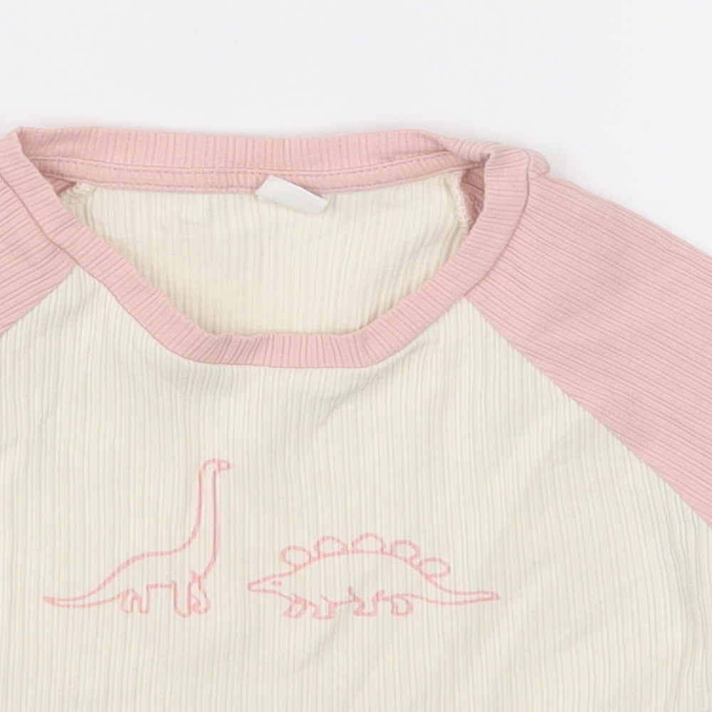 SheIn Girls Pink  Cotton Cropped T-Shirt Size 14 Years Crew Neck Pullover