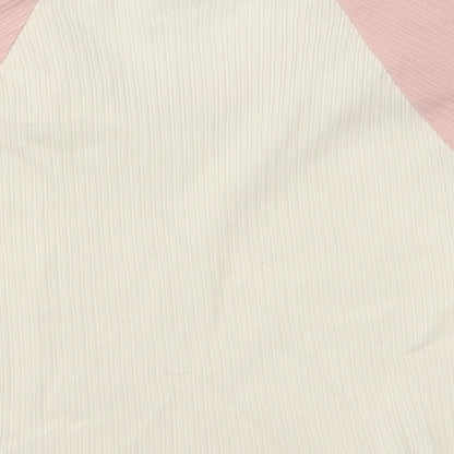 SheIn Girls Pink  Cotton Cropped T-Shirt Size 14 Years Crew Neck Pullover