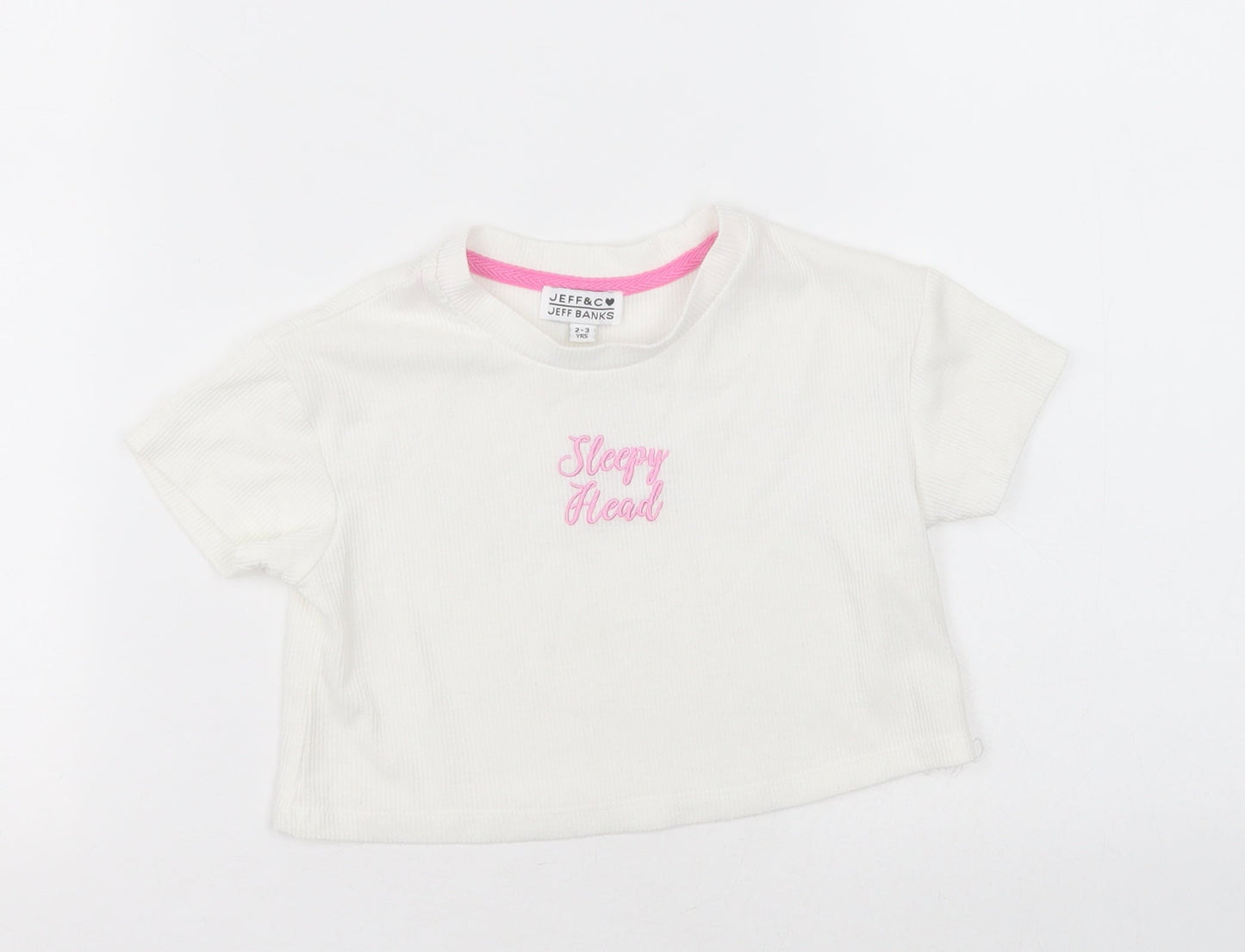 jeff & co Girls White  Cotton Cami Pyjama Top Size 2-3 Years  Pullover - Sleepy Head
