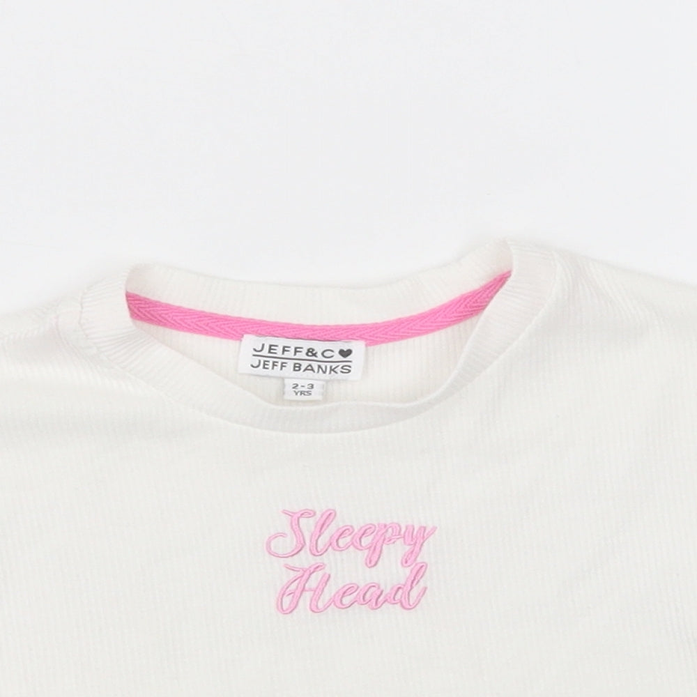 jeff & co Girls White  Cotton Cami Pyjama Top Size 2-3 Years  Pullover - Sleepy Head