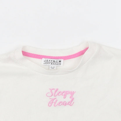jeff & co Girls White  Cotton Cami Pyjama Top Size 2-3 Years  Pullover - Sleepy Head