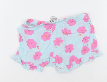 jeff &co Girls Blue Floral Cotton  Sleep Shorts Size 2-3 Years